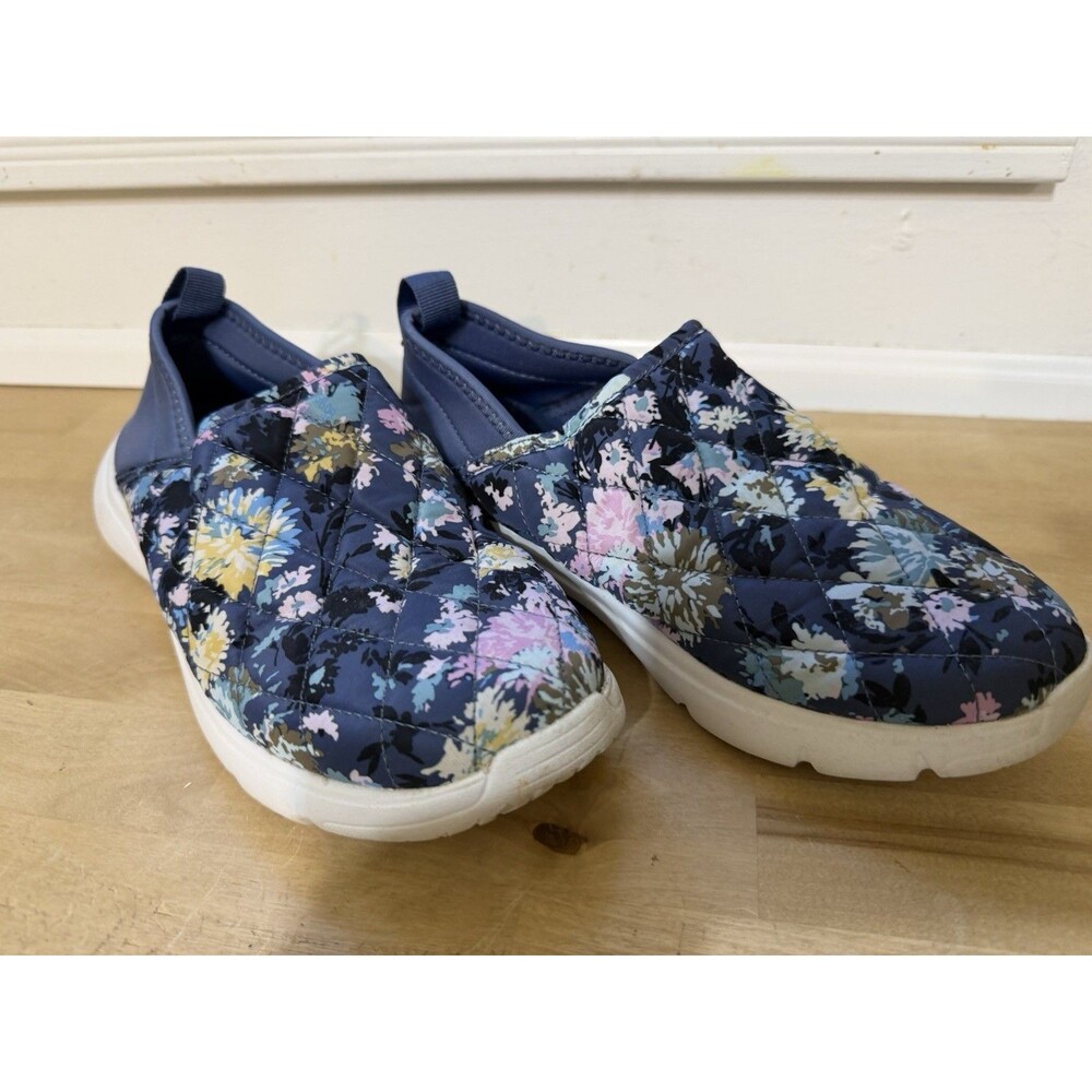 VERA BRADLEY FLORAL SHOES SLIP ON SNEAKER QUILTED FABRIC SIZE 7 BLUE